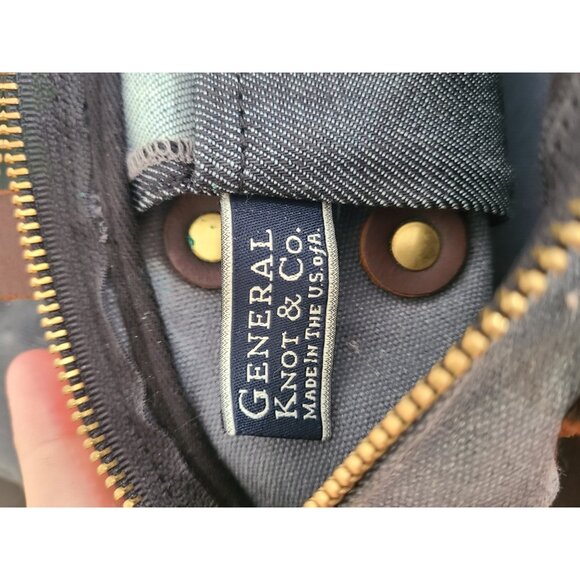 General Knot & Co Smuggler Waxed Canvas Portfolio Tote Bag Leather Straps Blue - Picture 6 of 10